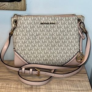 Michael Kors Soft Pink and White Nicole Crossbody Purse